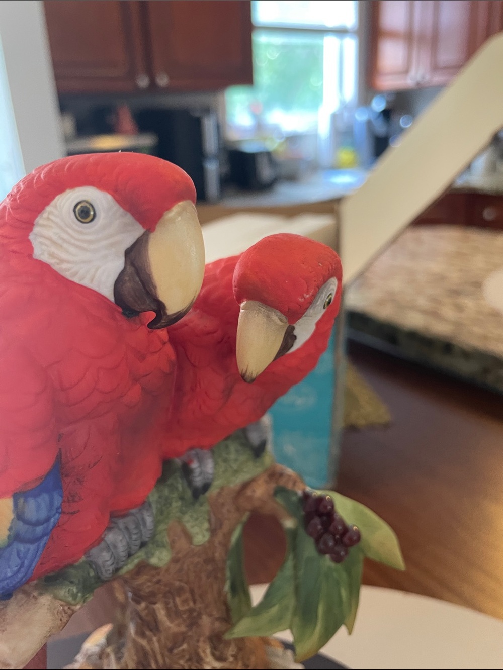 Andrea By Sadek Red Parrot Pair Figurine with Blue and Yellow Accents - Picture 2 of 10